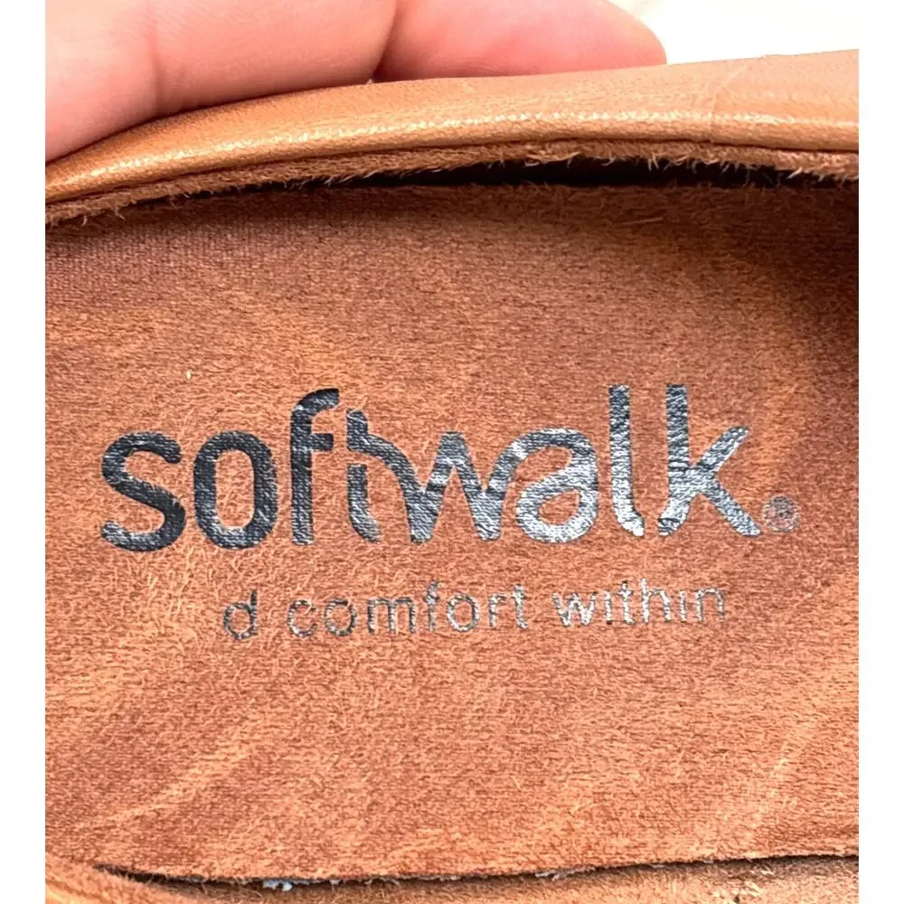 SoftWalk Marana Mule Clogs Womens 9W Tan Leather Studded Comfort Shoes